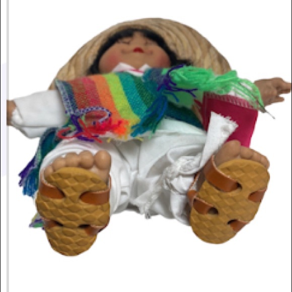 2 Vintage Munecas Mexicanas 9" Mexico Girl & Boy Dolls Vinyl Face Arms Legs - Picture 4 of 8